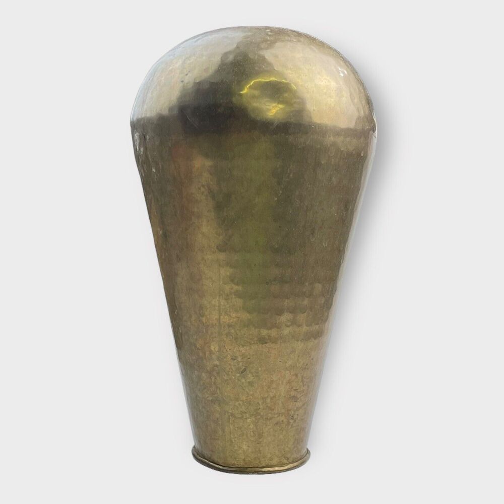 VTG Large Hammered Brass Vase Urn Shape Mid Century Home Decor India 13" Tall